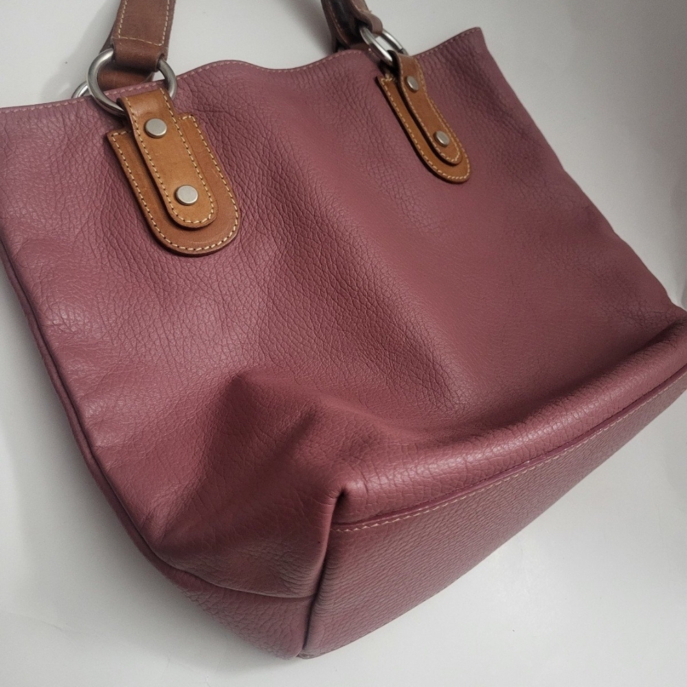 Maurizio Taiuti Women's Handbag Pink Tote with Brown Accents Leather Medium - Picture 6 of 12